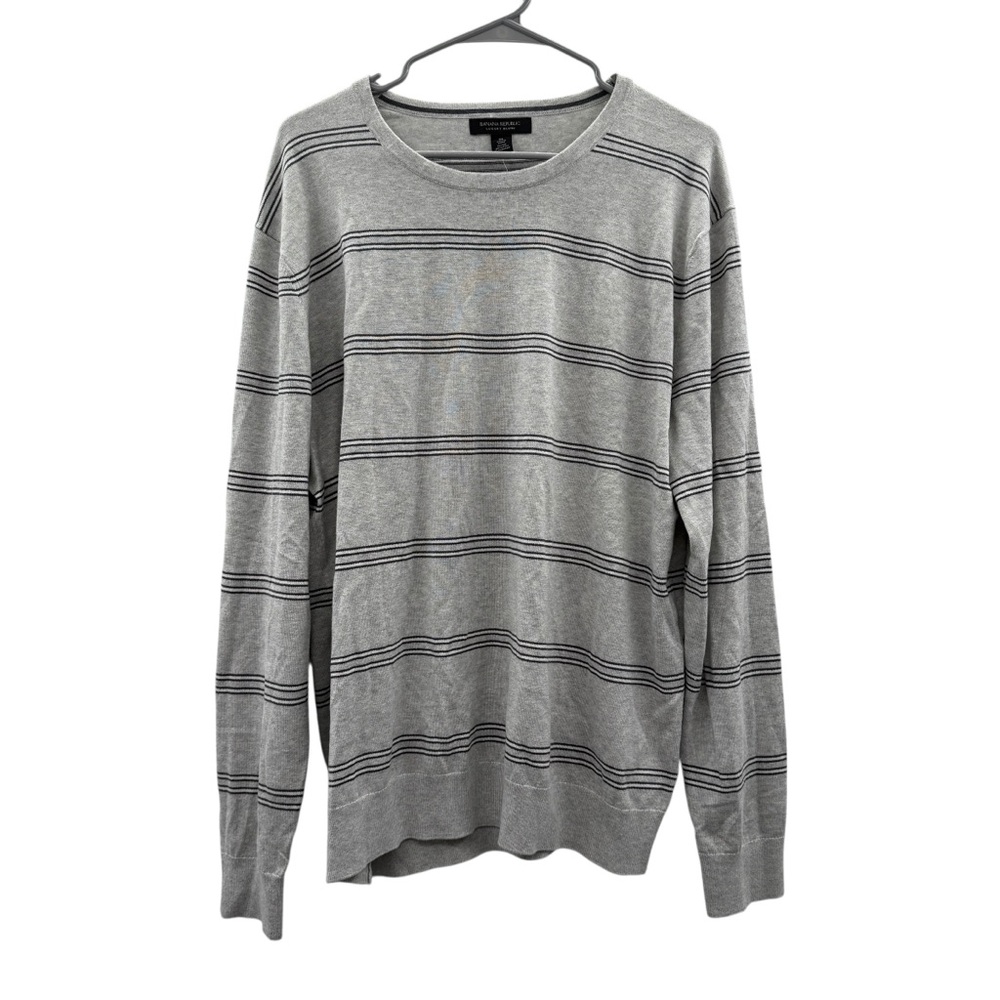 Banana Republic NWT Luxury Blend Sweater Men’s Size XL Gray‎ Striped Long Sleeve